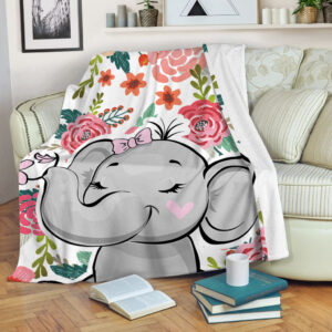 Elephant Flower Fabric Fleece Throw Blanket –&hellip;