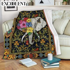 Elephant Flower Fleece Throw Blanket – Soft&hellip;