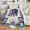 Elephant Floral Frame Purple Fleece Throw Blanket – Soft And Cozy Blanket – Best Weighted Blanket For Adults