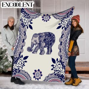 Elephant Flower Leaf Fleece Throw Blanket –&hellip;