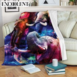 Elephant Galaxy Magic Art Fleece Throw Blanket&hellip;