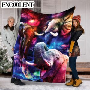 Elephant Galaxy Magic Art Fleece Throw Blanket&hellip;