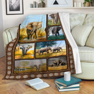 Elephant In The Meadow Art Fleece Throw&hellip;
