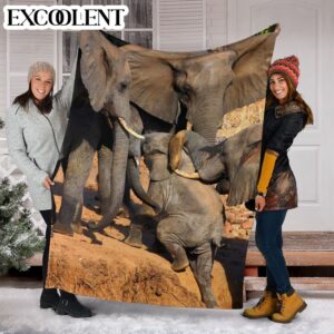 Elephant Indian Family Fleece Throw Blanket –&hellip;