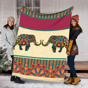 Elephant Indian Patterns Fleece Throw Blanket –&hellip;