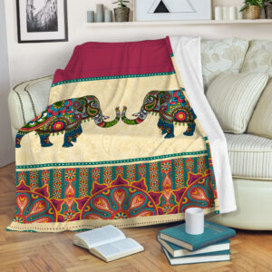 Elephant Indian Patterns Fleece Throw Blanket –&hellip;