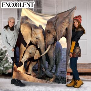 Elephant Loving Family Fleece Throw Blanket –&hellip;