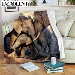 Elephant Loving Family Fleece Throw Blanket –&hellip;