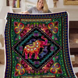 Elephant Mandala Art Colorful Fleece Throw Blanket&hellip;