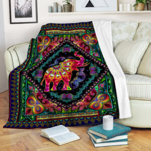 Elephant Mandala Art Colorful Fleece Throw Blanket&hellip;