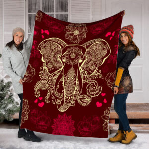Elephant Mandala Flower Fleece Throw Blanket –&hellip;