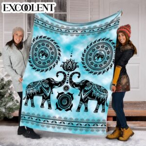 Elephant Mandala Id Fleece Throw Blanket –&hellip;