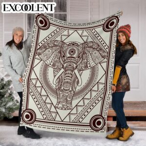 Elephant Mandala Pattern Fleece Throw Blanket –&hellip;