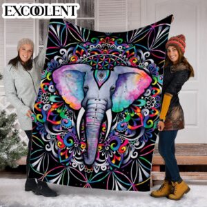 Elephant Modern Floral Fleece Throw Blanket –&hellip;