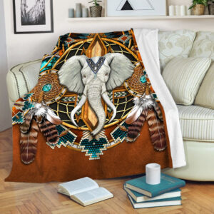 Elephant Native American Leather Fleece Throw Blanket&hellip;