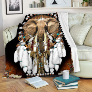 Elephant Native American Rosette Fleece Throw Blanket&hellip;