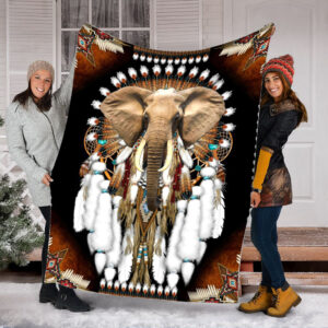 Elephant Native American Rosette Fleece Throw Blanket&hellip;