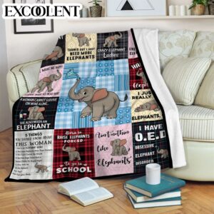 Elephant Plaid Fleece Throw Blanket – Soft&hellip;