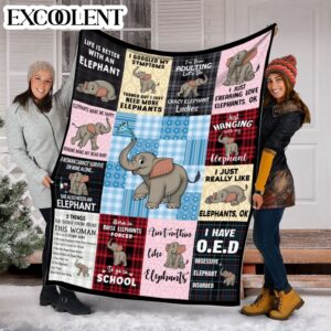 Elephant Plaid Fleece Throw Blanket – Soft&hellip;