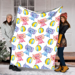 Elephant Play With Ball Fleece Throw Blanket&hellip;