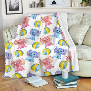 Elephant Play With Ball Fleece Throw Blanket&hellip;