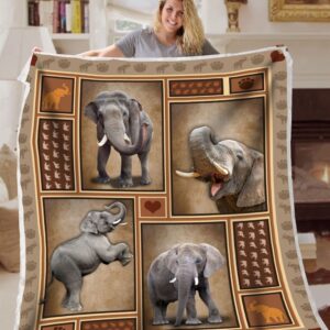 Elephant Shape Fl Quilt Fleece Throw Blanket&hellip;