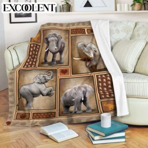 Elephant Shape Fl Quilt Fleece Throw Blanket&hellip;