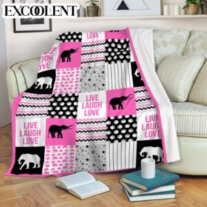 Elephant Shape Pattern Pink Fleece Throw Blanket&hellip;
