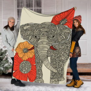 Elephant Sketch Cute Fleece Throw Blanket –&hellip;