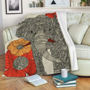 Elephant Sketch Cute Fleece Throw Blanket –&hellip;