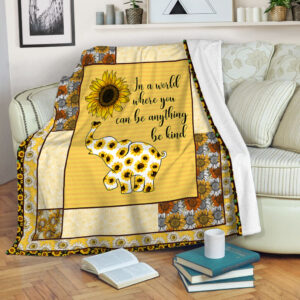 Elephant Sunflower Yellow Pattern Fleece Throw Blanket&hellip;