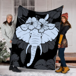 Elephant Tatto Flower Fleece Throw Blanket –&hellip;
