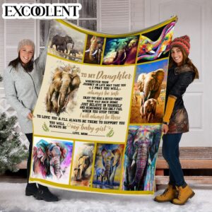 Elephant To My Daughter Fleece Throw Blanket&hellip;