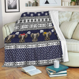 Elephant Tribal Decorative Pattern Fleece Throw Blanket&hellip;