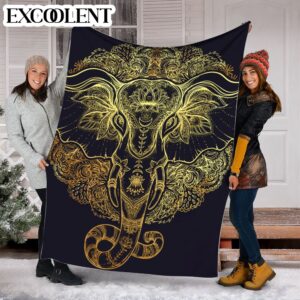 Elephant Tribal Mandala Fleece Throw Blanket –&hellip;