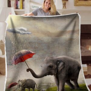 Elephant Under Umbrella Fleece Throw Blanket –&hellip;