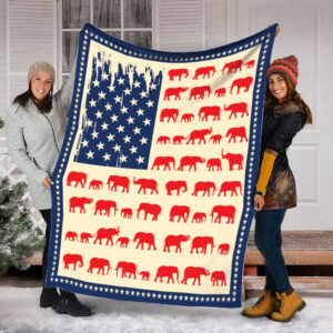 Elephant Usa Flag Fleece Throw Blanket –&hellip;