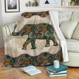 Elephant Vintage Mandala Fleece Throw Blanket –&hellip;
