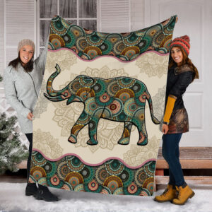 Elephant Vintage Mandala Fleece Throw Blanket –&hellip;