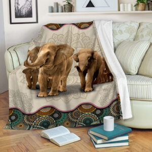 Elephant Vintage Mandala Fleece Throw Blanket –&hellip;