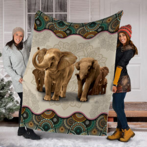 Elephant Vintage Mandala Fleece Throw Blanket –&hellip;