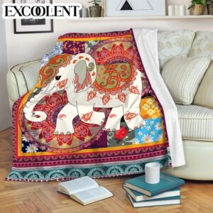 Elephant Vintage Square Fleece Throw Blanket –&hellip;
