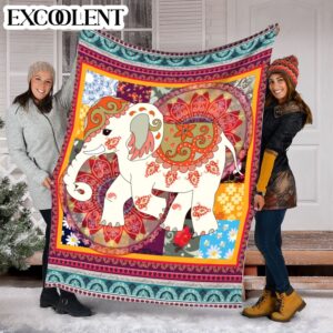 Elephant Vintage Square Fleece Throw Blanket –&hellip;