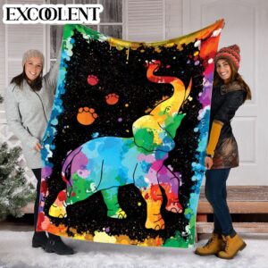 Elephant Watercolor Fleece Throw Blanket – Soft&hellip;