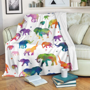 Elephant Watercolor Silhouette Fleece Fleece Throw Blanket&hellip;