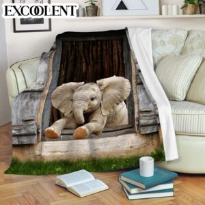 Elephant Window Vintage Fleece Throw Blanket –&hellip;