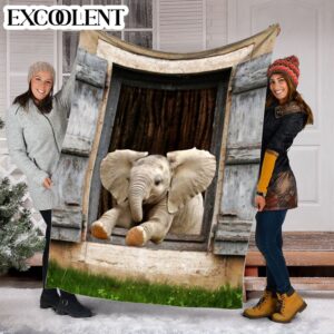 Elephant Window Vintage Fleece Throw Blanket –&hellip;