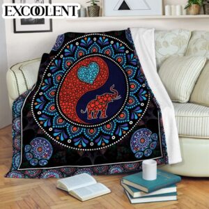 Elephant Yinyang Dot Art Fleece Throw Blanket&hellip;