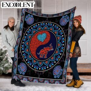 Elephant Yinyang Dot Art Fleece Throw Blanket&hellip;