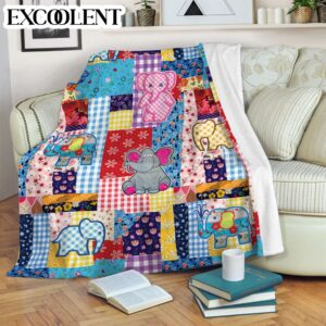 Elephants And Flower Fabric Fleece Throw Blanket&hellip;